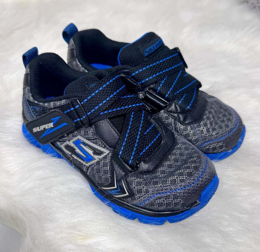 Skechers Super Z Boys Black and Blue Athletic Sneakers Size 11